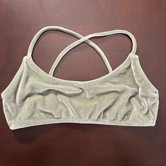 Pink by Victoria’s Secret Velvet Green Moss Swim Top Sz S - Picture 1 of 3